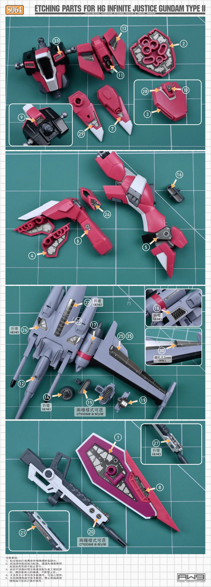 Madworks S064 Etching Parts for HGCE ZGMF-X191M2 Infinite Justice