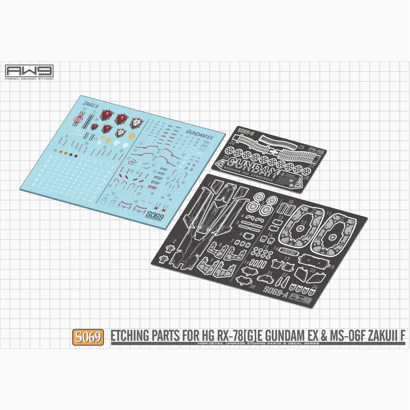 Madworks S069 Etching Parts for HG RX-78[G]E Gundam EX [RFV] & HG MS-06F Zaku II F Type [RFV] (2-in-1)