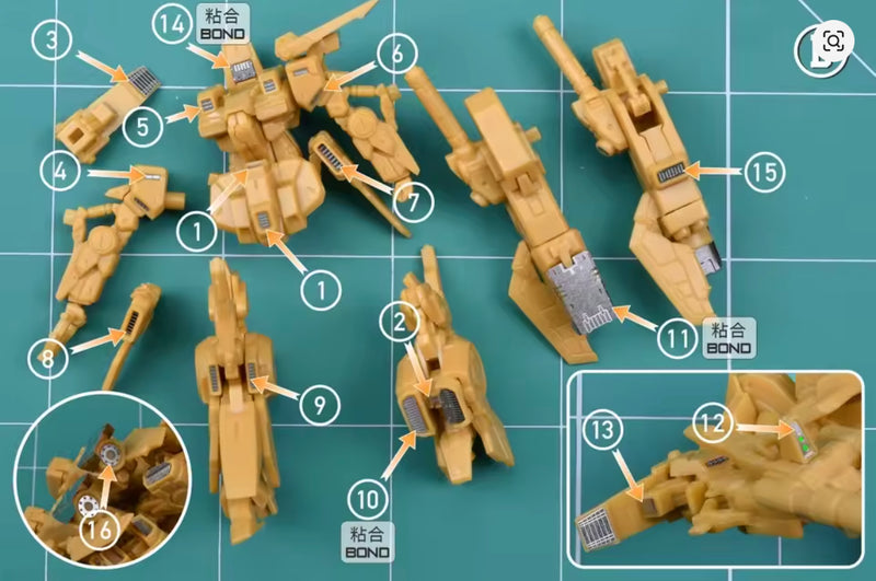 Madworks S072 Etching Parts for Gundam Artifacts 05 Detail-up Parts and Decals