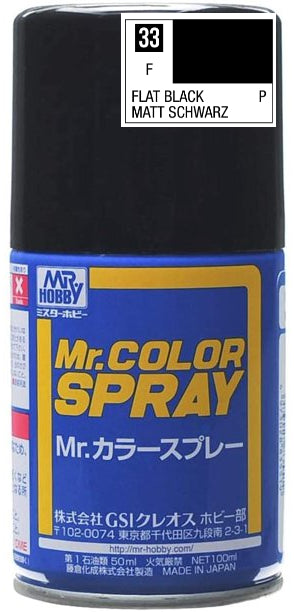 Mr.Color Spray S33 - Flat Black (Flat/Primary)