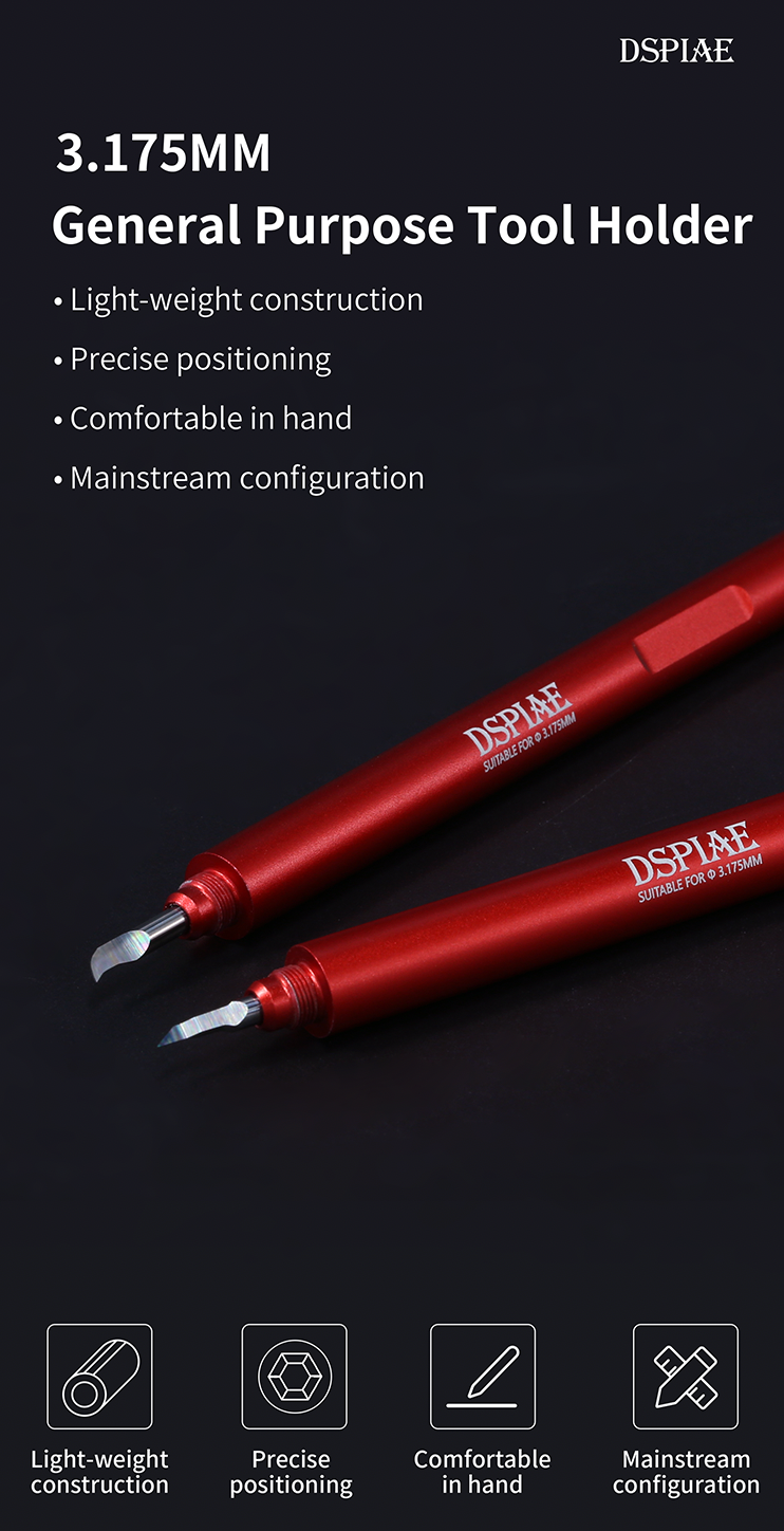 Dspiae General Purpose Tool Holder (3.175mm Clamp Holding Handle for Blades, Broaches etc) (AT-EH)