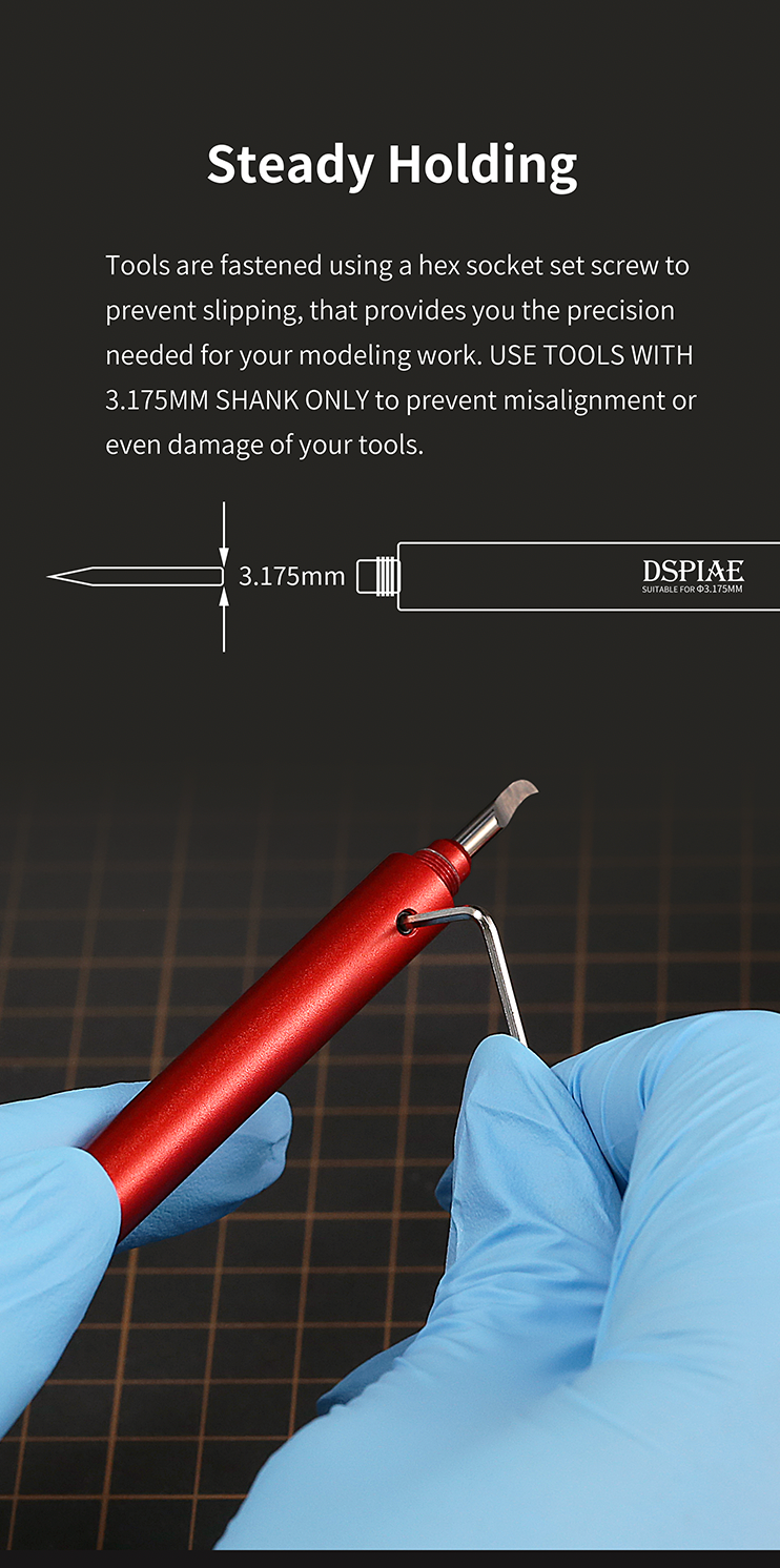 Dspiae General Purpose Tool Holder (3.175mm Clamp Holding Handle for Blades, Broaches etc) (AT-EH)