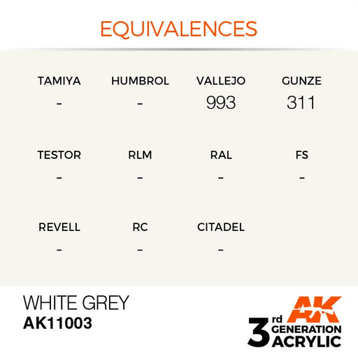 AK Interactive AK11003 3rd Gen Acrylic White Grey 17ml