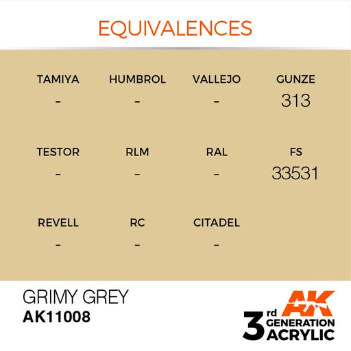 AK Interactive AK11008 3rd Gen Acrylic Grimy Grey 17ml
