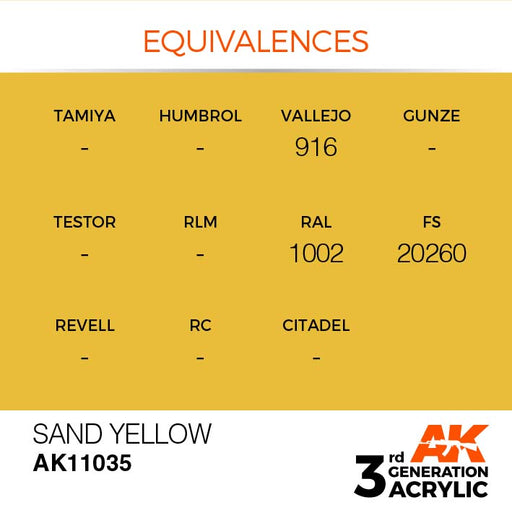 AK Interactive AK11035 3rd Gen Acrylic Sand Yellow 17ml