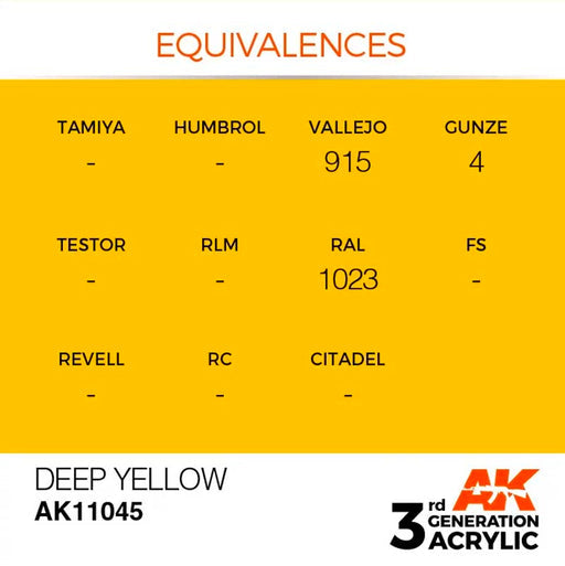 AK Interactive AK11045 3rd Gen Acrylic Deep Yellow 17ml