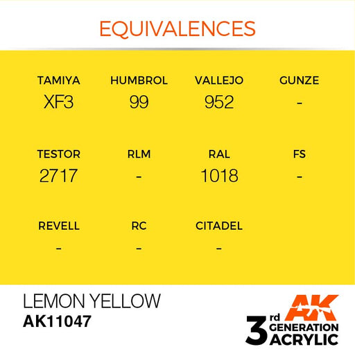 AK Interactive AK11047 3rd Gen Acrylic Lemon Yellow 17ml