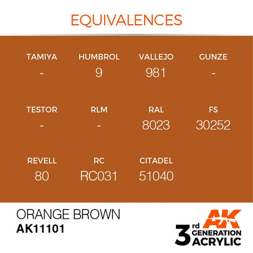 AK Interactive AK11101 3rd Gen Acrylic Orange Brown 17ml