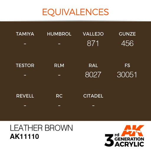 AK Interactive AK11110 3rd Gen Acrylic Leather Brown 17ml