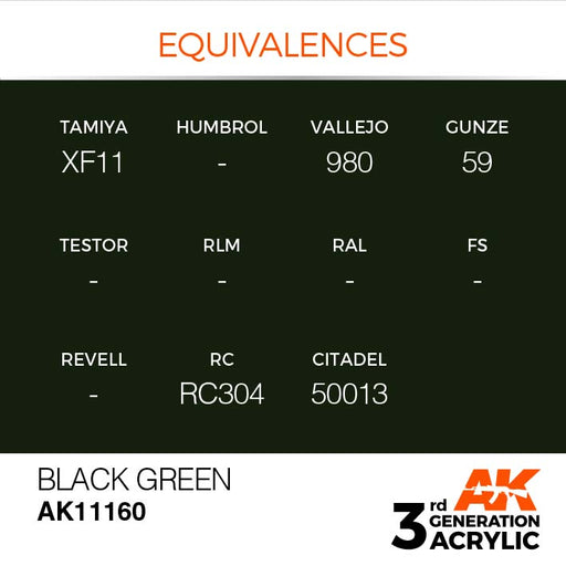 AK Interactive AK11160 3rd Gen Acrylic Black Green 17ml