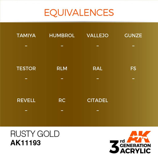 AK Interactive AK11193 3rd Gen Acrylic Rusty Gold 17ml