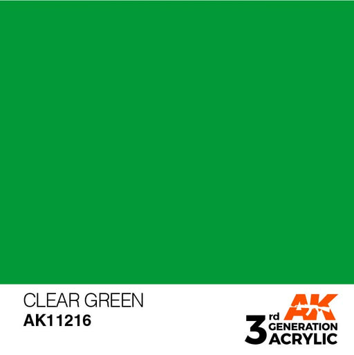 AK Interactive AK11216 3rd Gen Acrylic Clear Green 17ml