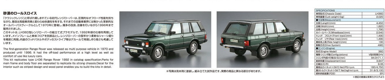 1/24 Land Rover LH36D Range Rover Classic '92 (Aoshima The Model Car Series No.120)