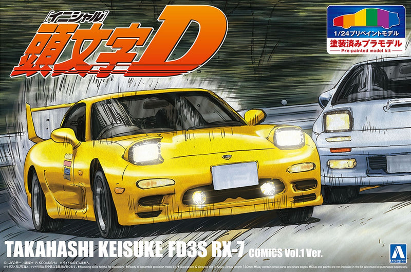 Initial D 1/24 Takahashi Keisuke FD3S RX-7 Comic Vol.1  Ver. [Pre-Painted Kit]