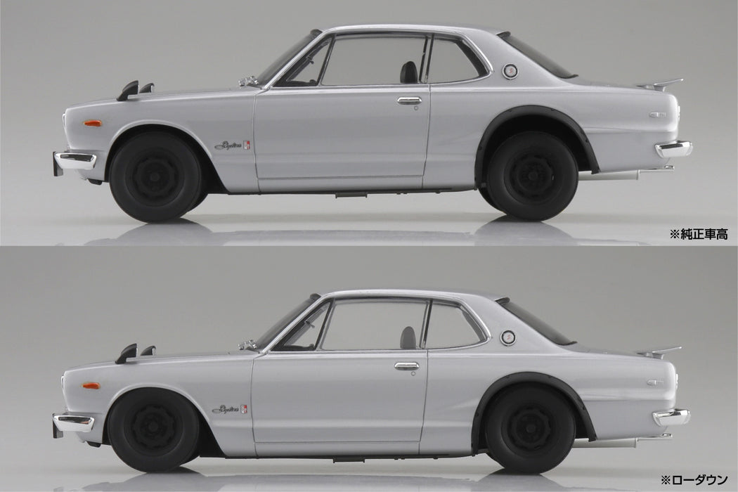 1/24 Nissan KPGC10 Skyline HT 2000GT-R 1970 Silver (Aoshima 1/24 SNAPCAR No.1-SI)