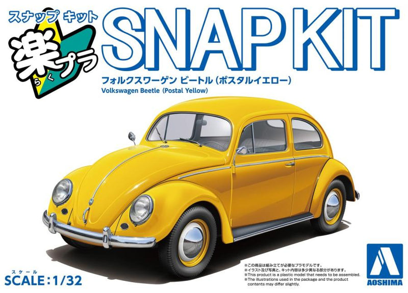 1/32 Volkswagen Beetle (Postal Yellow) (Aoshima The Snap Kit Series No.20-PY)