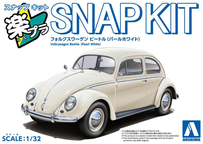 1/32 Volkswagen Beetle (Pearl White) (Aoshima The Snap Kit Series No.20-PW)