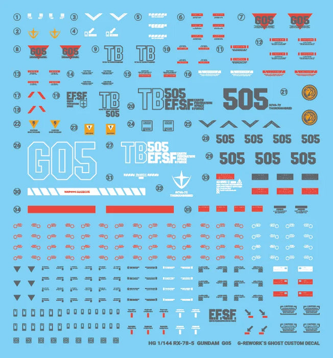 G-Rework Decal - HGUC RX-78-5 Gundam G05 Use