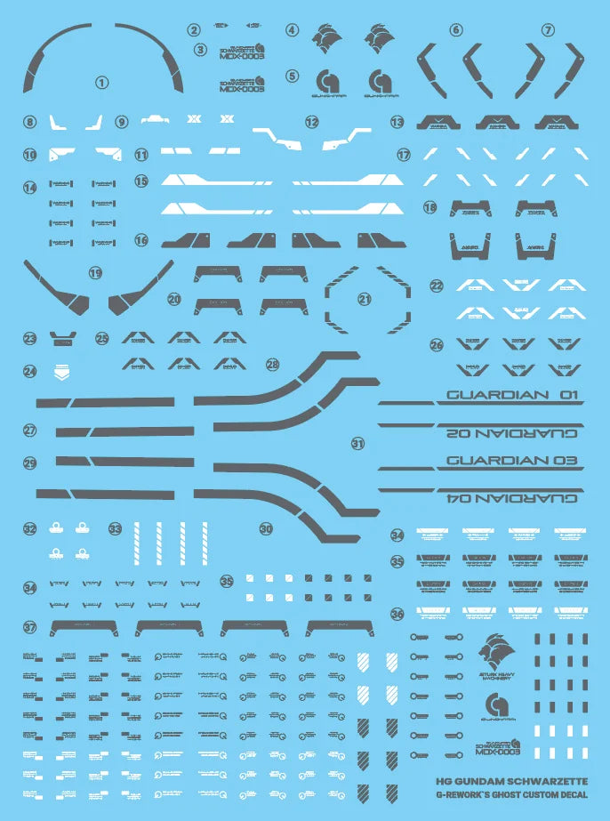 G-Rework Decal - HG Witch from Mercury Gundam Schwarzette Use