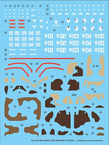 G-Rework Decal - HG Gundam Cucuruz Doan's Island MS-06GD Zaku High Mobility (Surface Type) Use