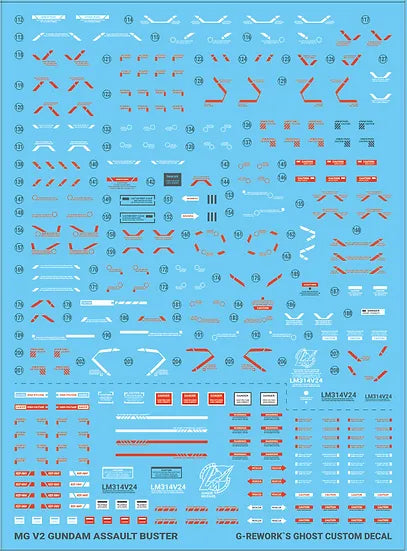 G-Rework Decal - MG LM314V23/24 V2 Gundam Assault Buster Ver.Ka Use