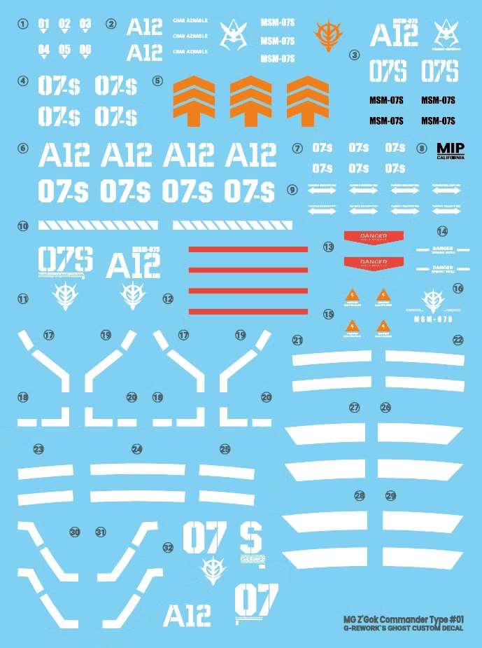 G-Rework Decal - MG MSM-07S Char's Z'Gok Use