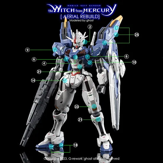 G-Rework Decal - HG Witch from Mercury Gundam Aerial Rebuild Use