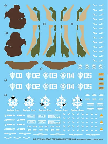 G-Rework Decal - HG Gundam Cucuruz Doan's Island MS-06GD Zaku High Mobility (Surface Type) Use