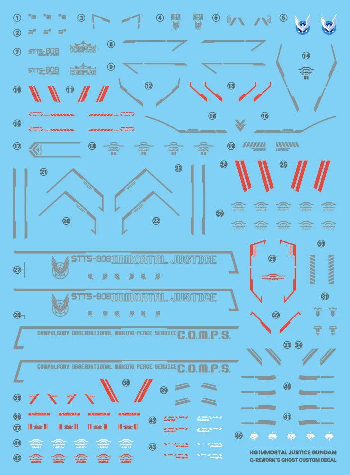 G-Rework Decal - HGCE STTS-808 Immortal Justice Gundam Use