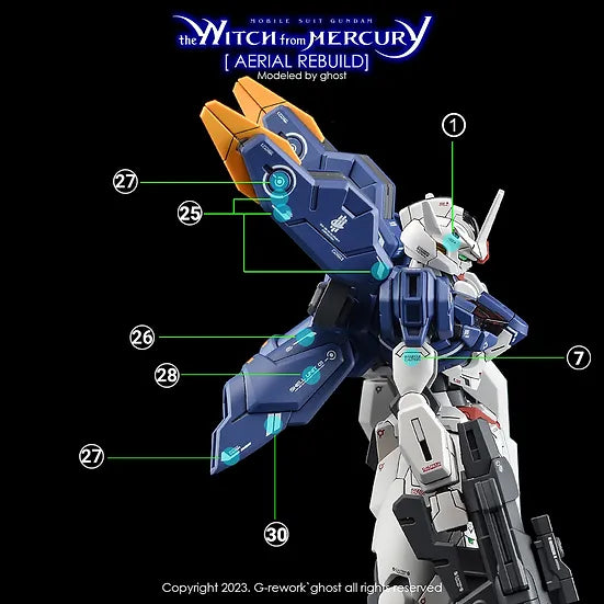 G-Rework Decal - HG Witch from Mercury Gundam Aerial Rebuild Use
