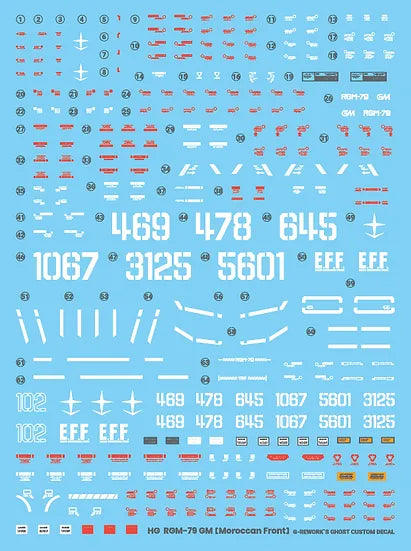 G-Rework Decal - HG Gundam Cucuruz Doan's Island RGM-79 GM Moroccan Front Type Use