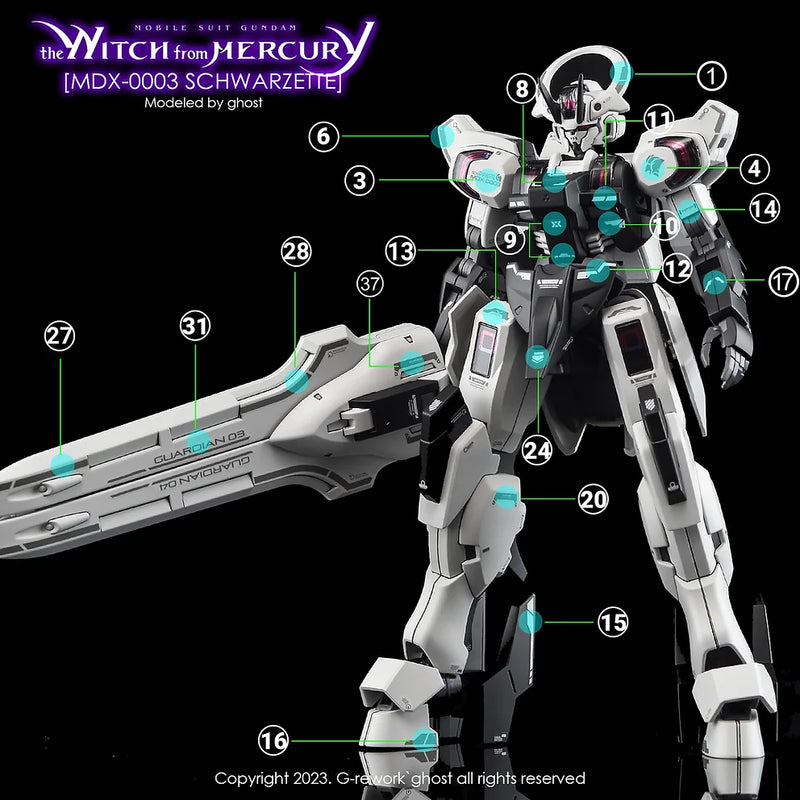 G-Rework Decal - HG Witch from Mercury Gundam Schwarzette Use