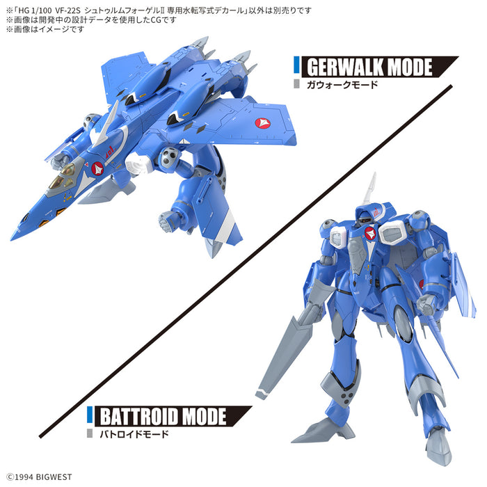 [Pre-order, ETA 2025 Q1] Waterslide Decals for High Grade (HG) Macross 7 1/100 VF-22S Sturmvogel II