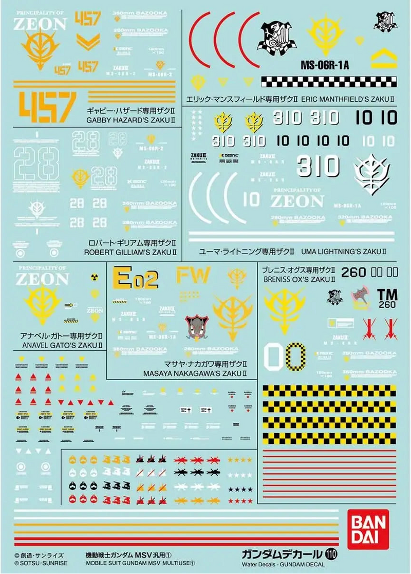 Gundam Decal 110 - 1/144 MSV Multiuse 1