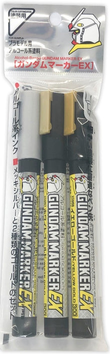 Gundam Marker EX XGMS100 - Gundam Marker EX Plated Silver & 2 EX Gold Set