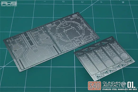 Madworks S040 Etching Parts for Gundam Artifacts 01 - Stainless Steel Nameplates and Deck