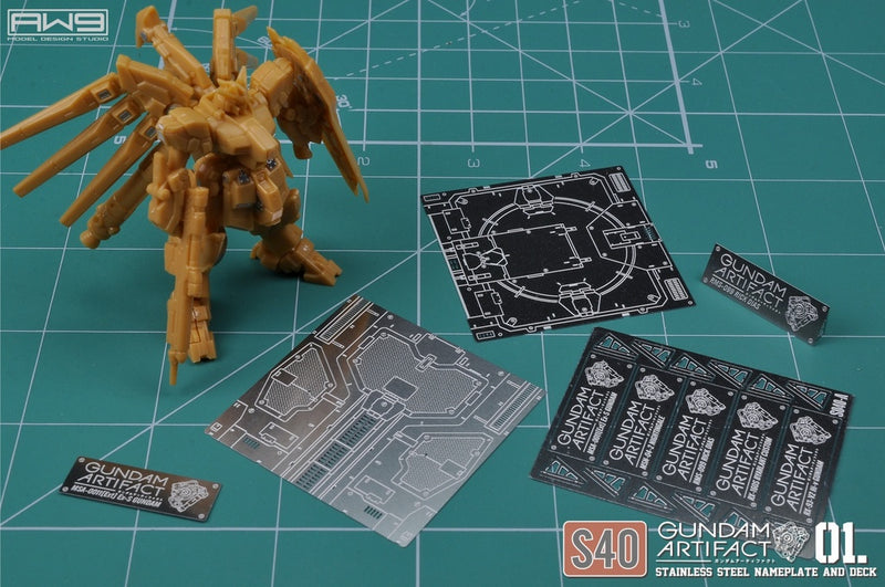 Madworks S040 Etching Parts for Gundam Artifacts 01 - Stainless Steel Nameplates and Deck