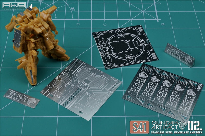 Madworks S041 Etching Parts for Gundam Artifacts 02 - Stainless Steel Nameplates and Deck