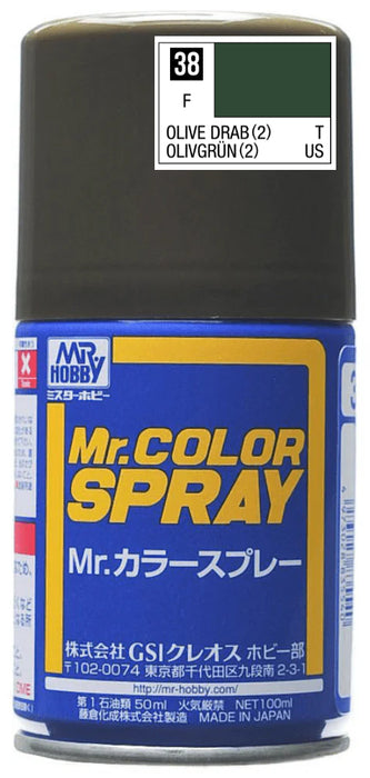 Mr.Color Spray S38 - Olive Drab 2 (Flat/Tank)