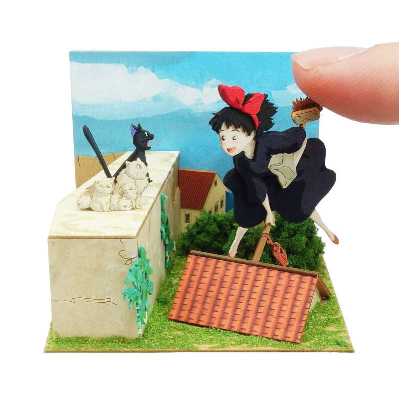 Sankei Miniature Art Kit - Studio Ghibli - Witch's Kiki And Gigi's Family (Kiki's Delivery Service)
