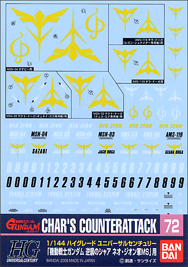 Gundam Decal 072 - HGUC 1/144 Char's Counterattack Neo Zeon MS Use