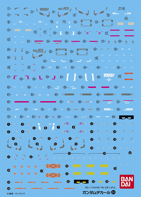 Gundam Decal 084 - RG 1/144 RX-78-2 Gundam Use