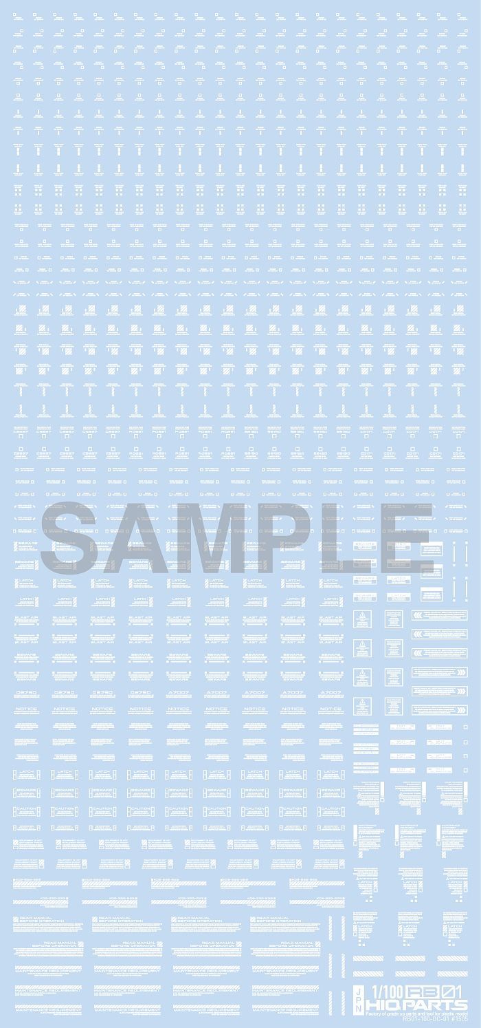 HIQ Parts 1/100 RB01 Caution Decal Single Color - White (1 Sheet)