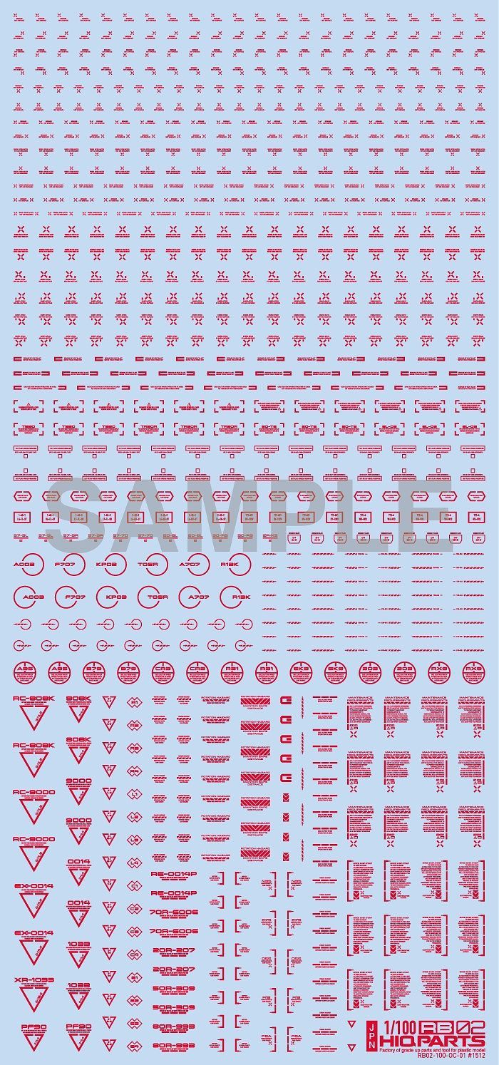 HIQ Parts 1/100 RB02 Caution Decal One Color - Red