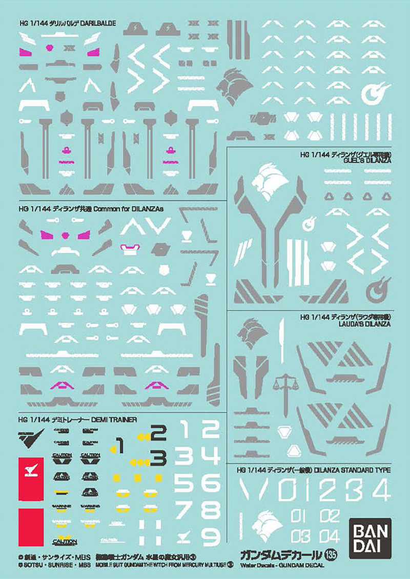 Gundam Decal 135 - Mobile Suit Gundam The Witch from Mercury Multiuse 3