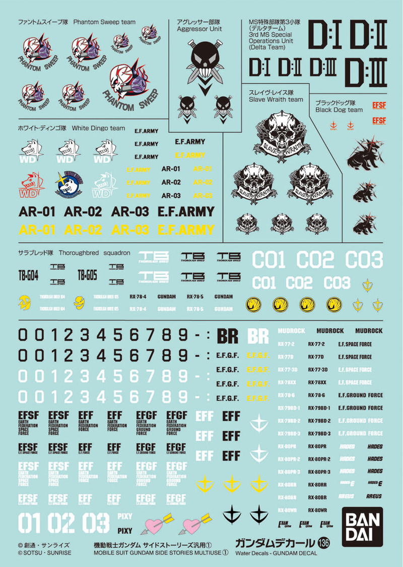 Gundam Decal 136 - Mobile Suit Gundam Side Stories Multiuse 1