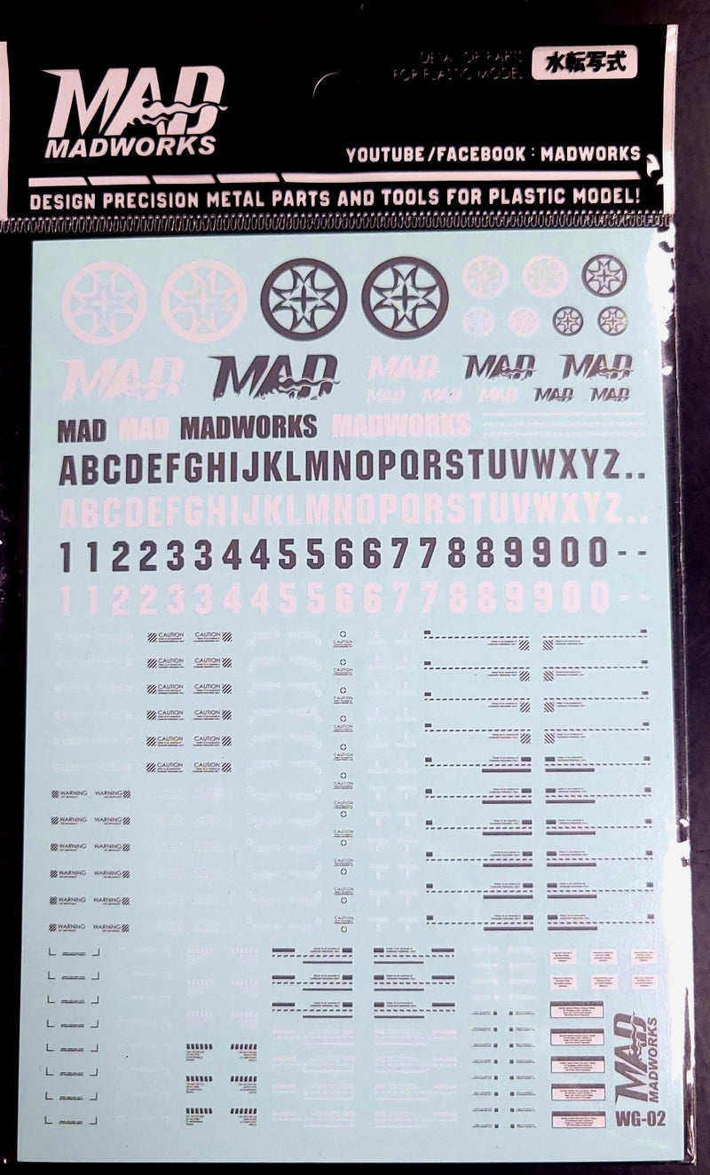 Madworks WG-02 Limited Edition Waterslide Decal (White/Grey)