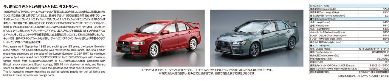 1/24 Mitsubishi CZ4A Lancer Evolution Lancer Evolution Final Edition '15 (Aoshima The Model Car Series 02)