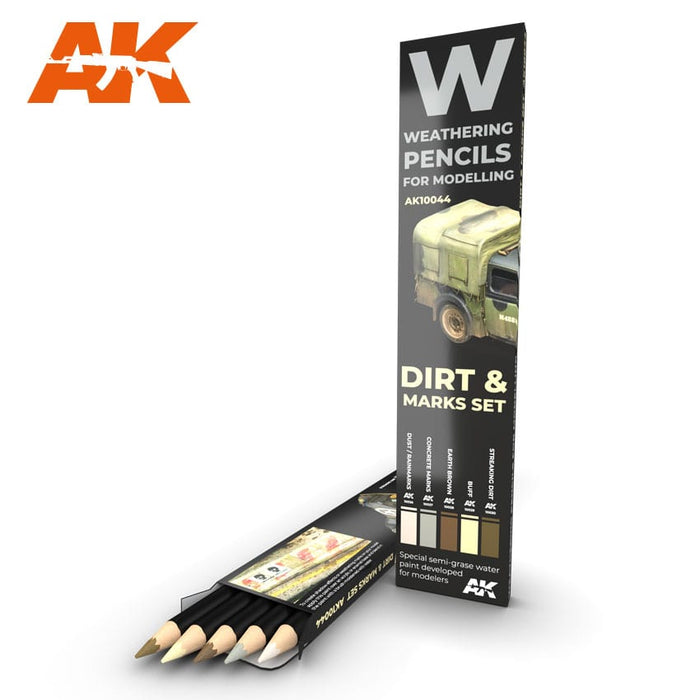 AK Interactive AK10044 Watercolor Pencil Set Dirt and Marks Set