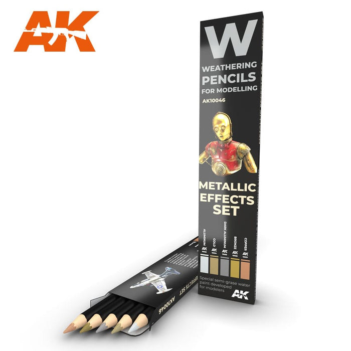 AK Interactive AK10046 Watercolor Pencil Set Metallic Effect Set